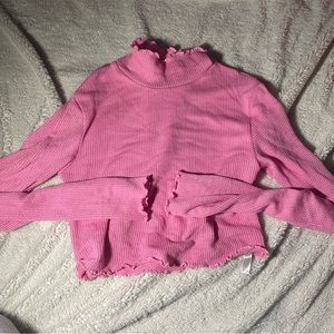 Out from under baby pink mock neck / turtle neck long sleeve crop top